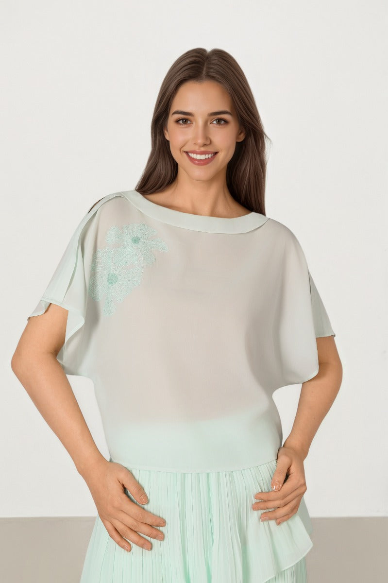 Light Green Crepe Top