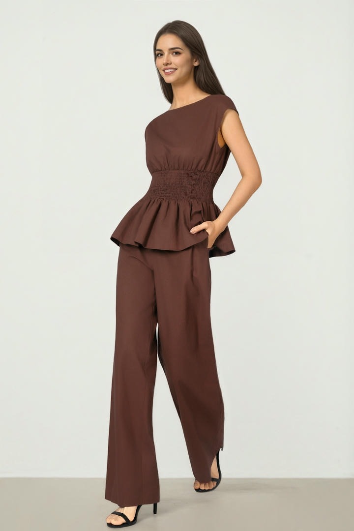 Cocoa Peplum Top