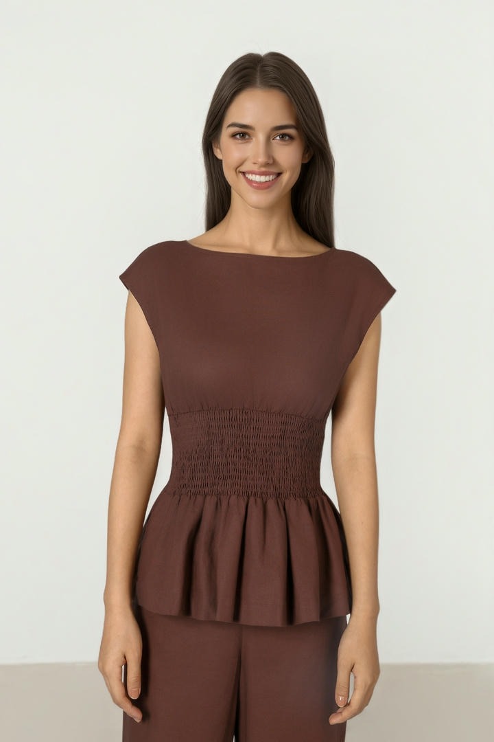 Cocoa Peplum Top