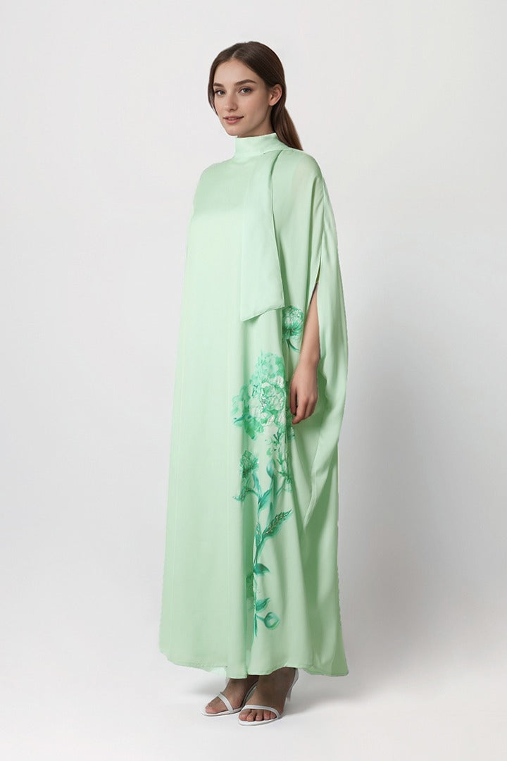 High collar crepe kaftan
