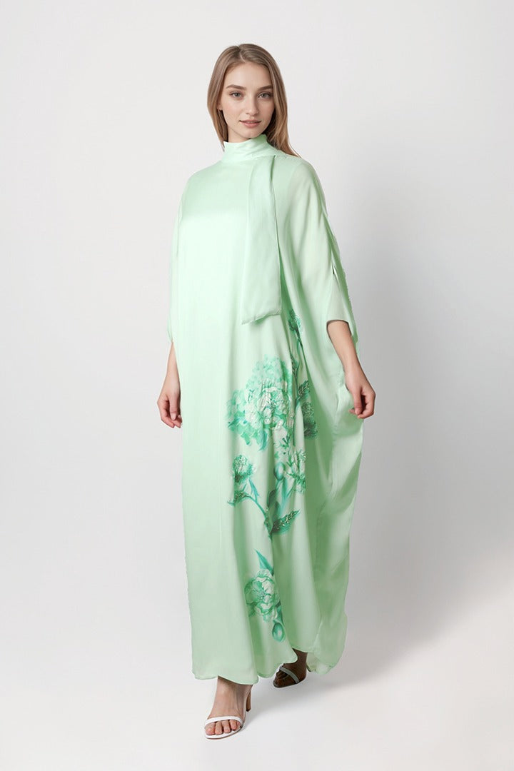 High collar crepe kaftan