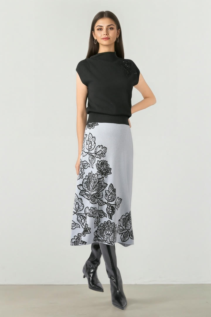 Blue-Black Knit Skirt
