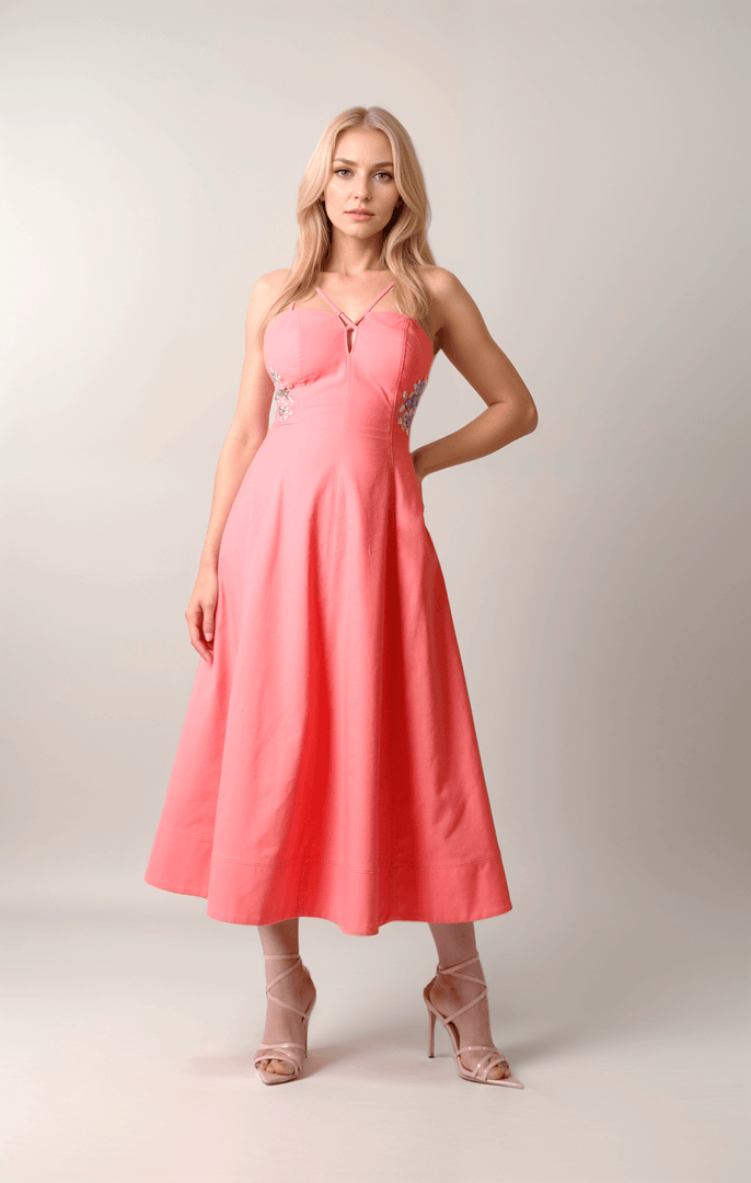 Coral Lacing Detail Dress