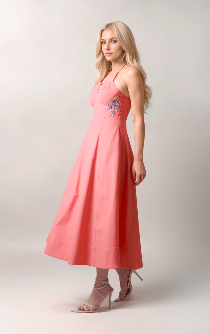Coral Lacing Detail Dress