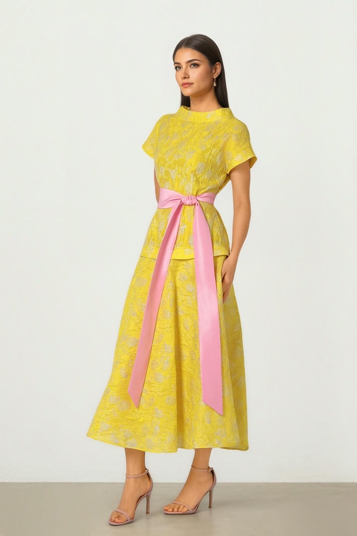 Contrast Belt Dress