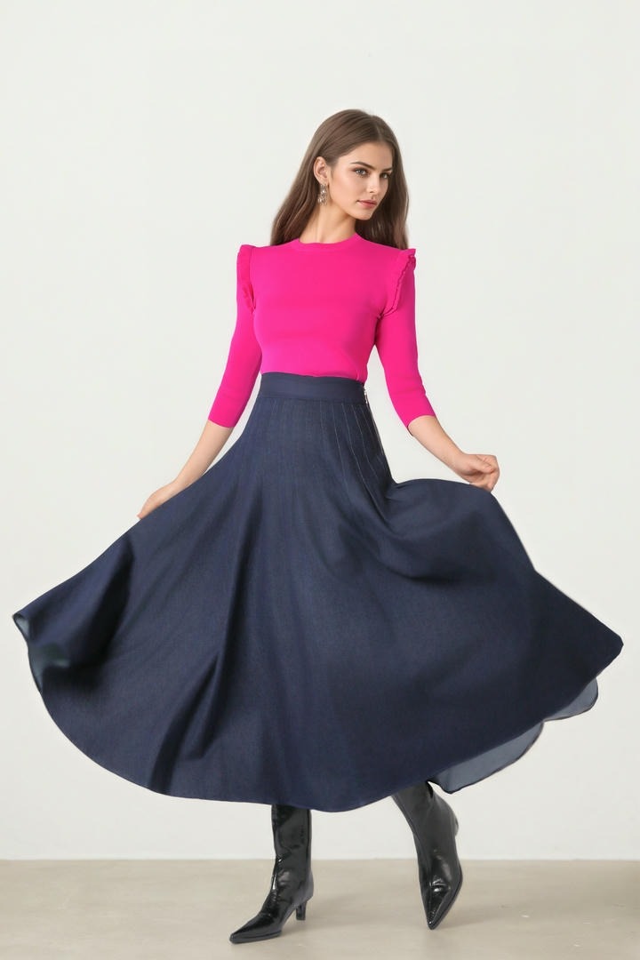Dark Blue Denim Skirt