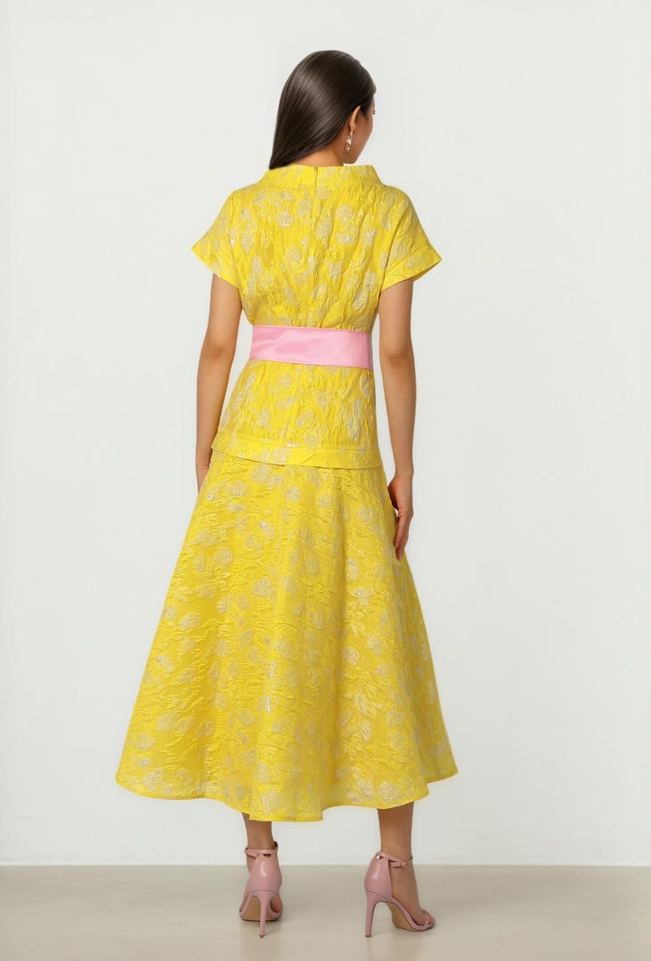 Contrast Belt Dress