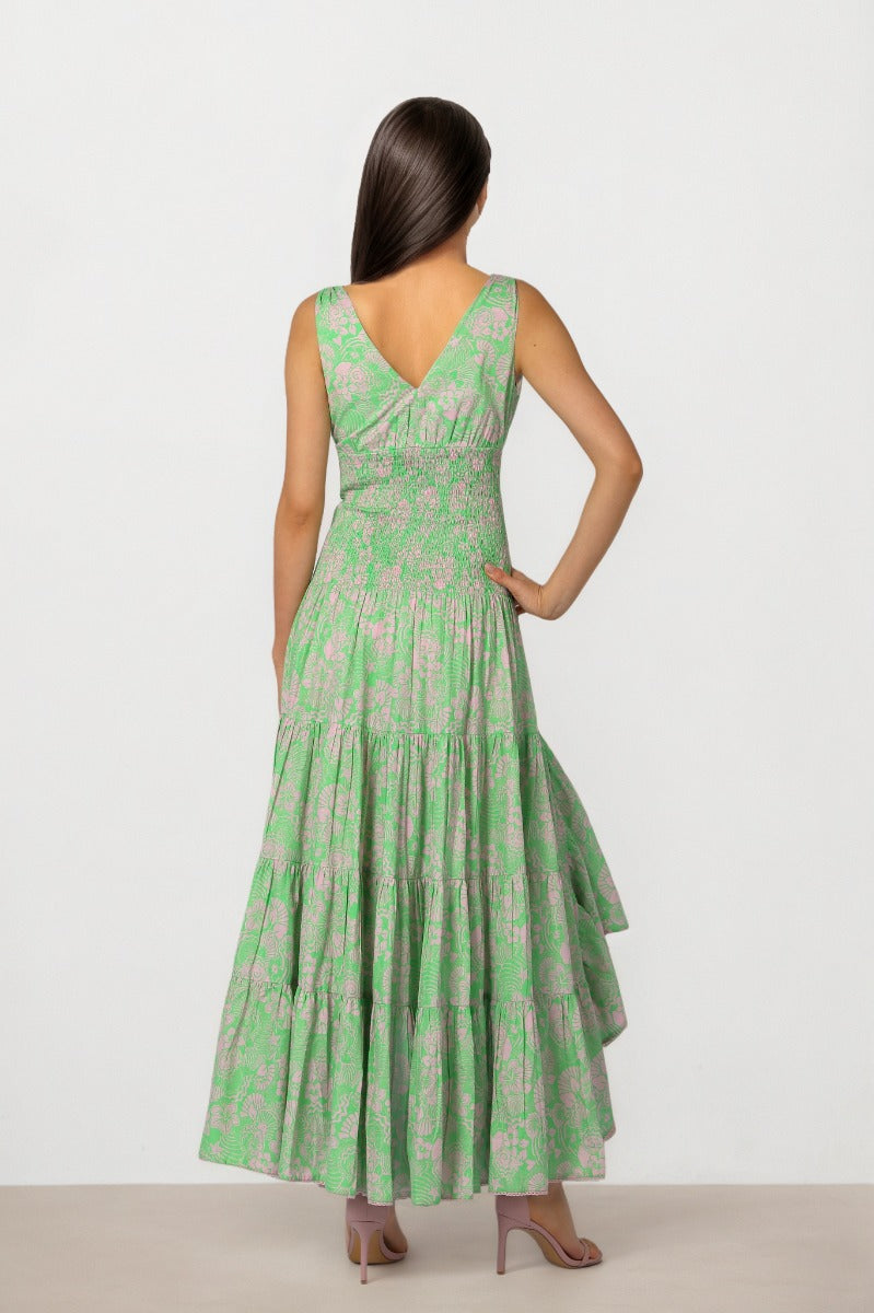 Smocked Print Dress