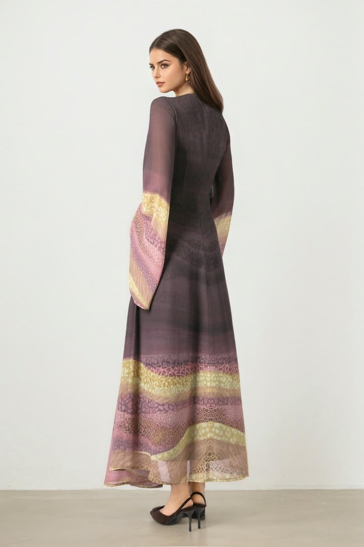 Chiffon Mixed-Print Dress