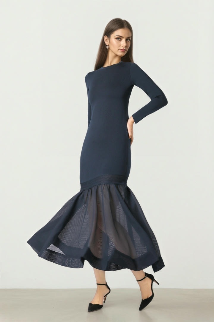 Long-Sleeve Knit Dress