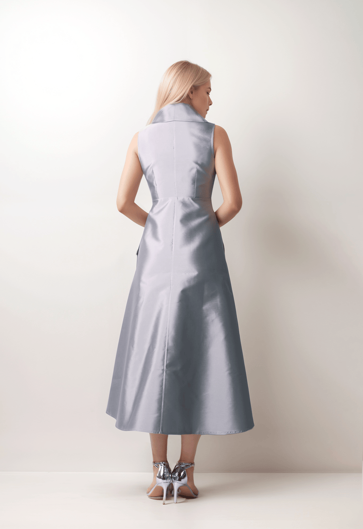 Statement collar taffeta dress