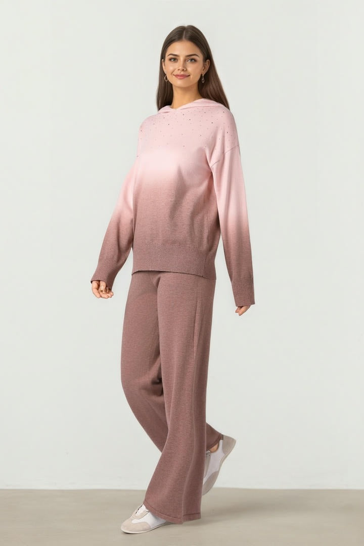 Brown Knit Wide Pants