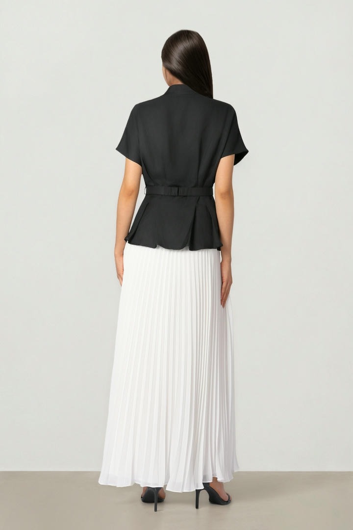 Brooch Pleated Dress