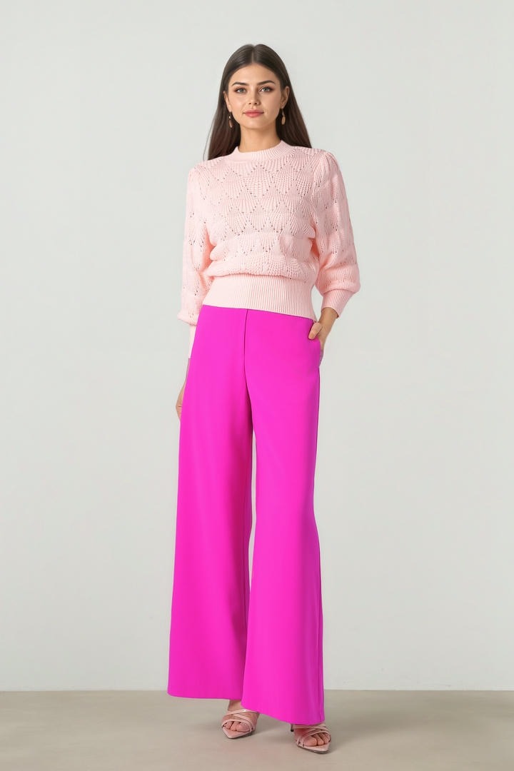 Pink Textured-Sleeve Knit