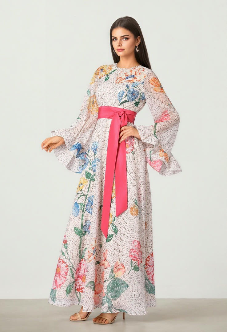 Printed Organza Dress