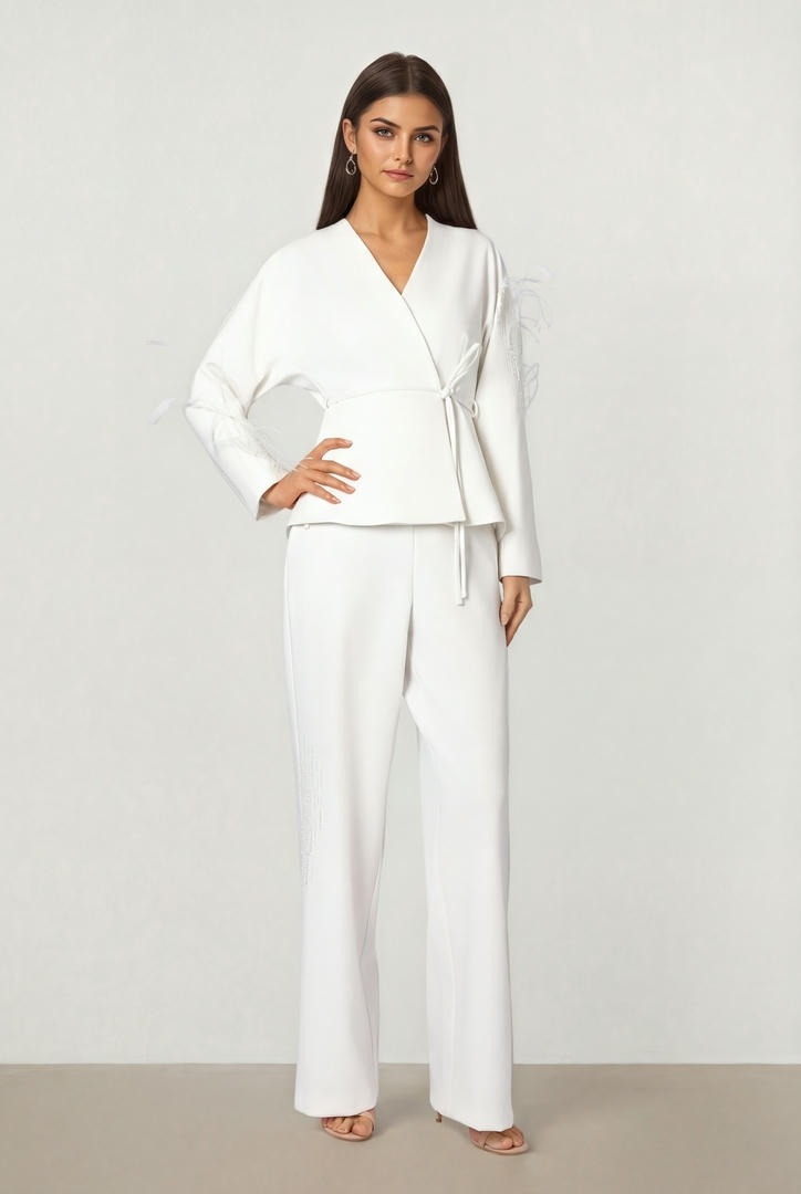 Embellished Crepe Pants