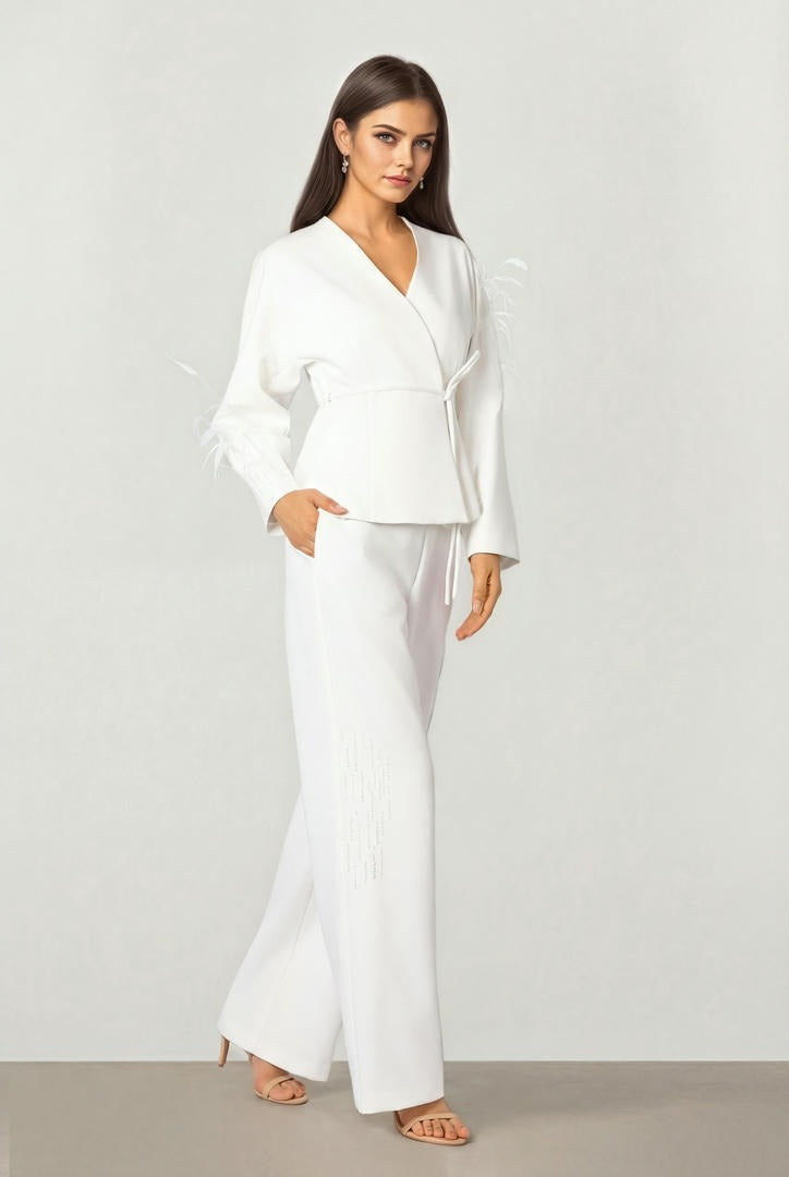 Embellished Crepe Pants