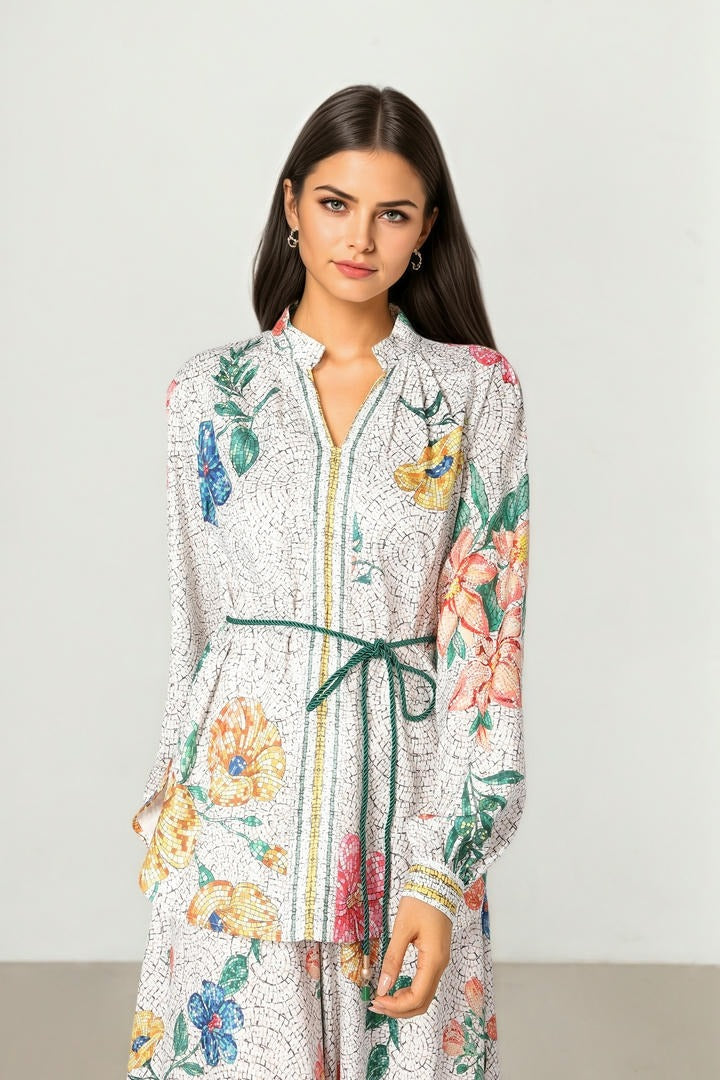 Belted Print Top