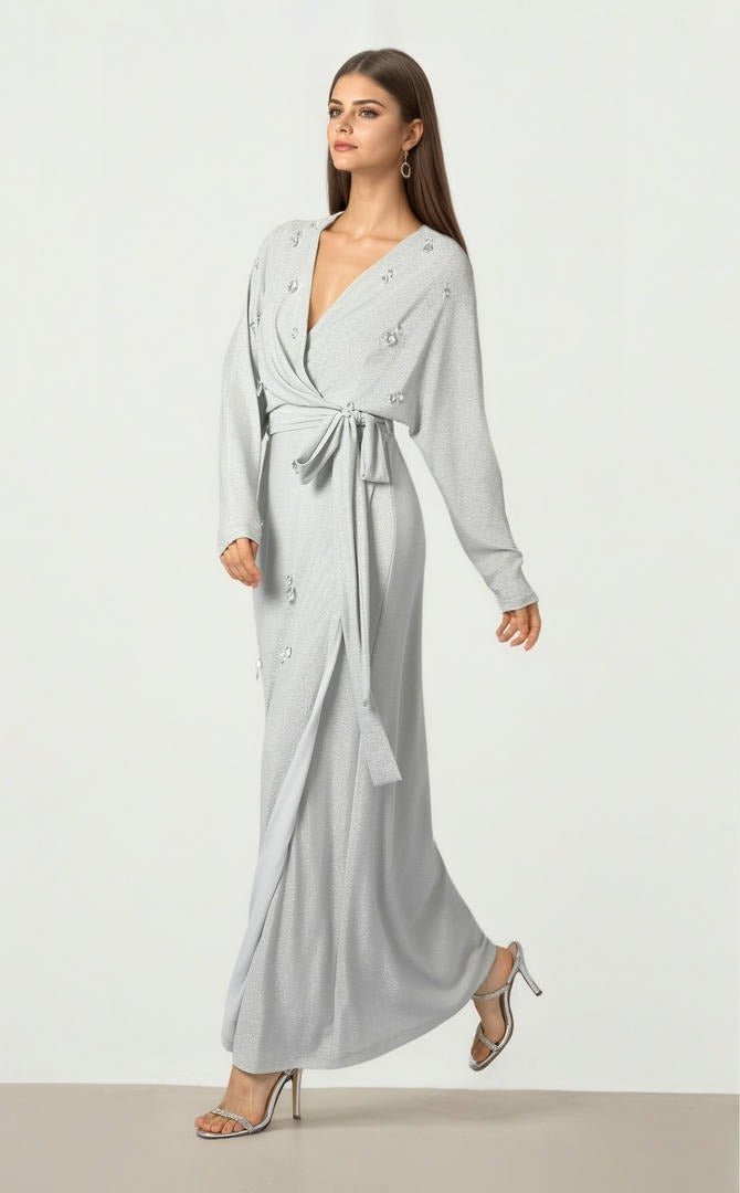 Grey Silver Jersey Dress