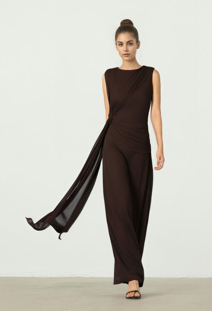 Brown Mesh Dress