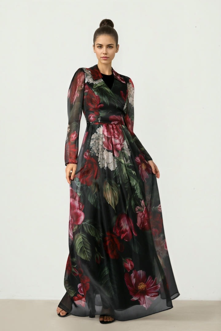 Floral Printed Organza Dress