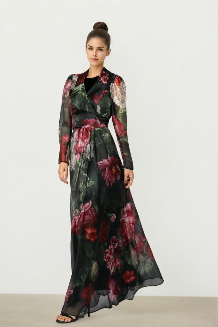 Floral Printed Organza Dress