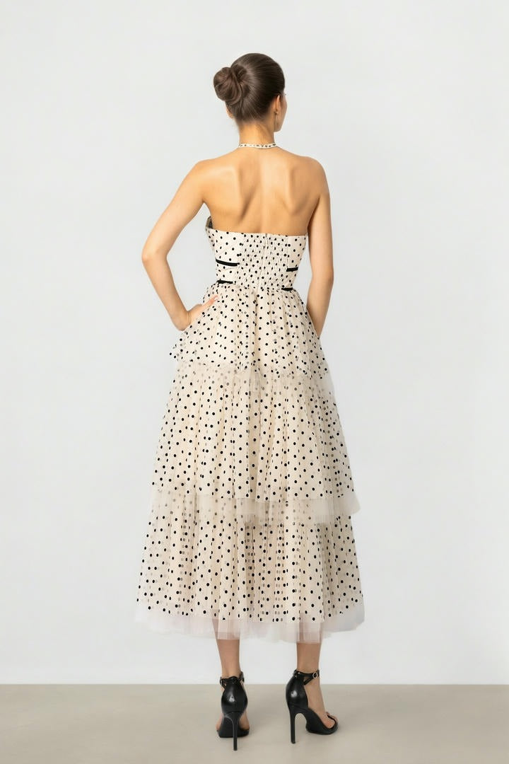 Beige & Black Mesh Dress