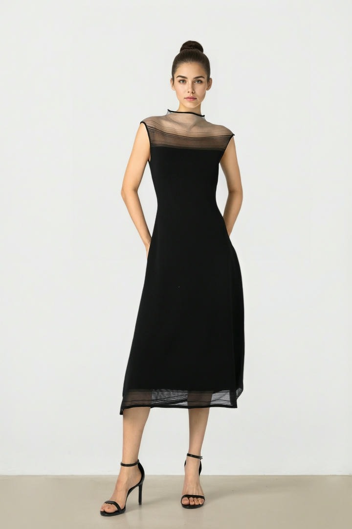 Black Knit Midi Dress