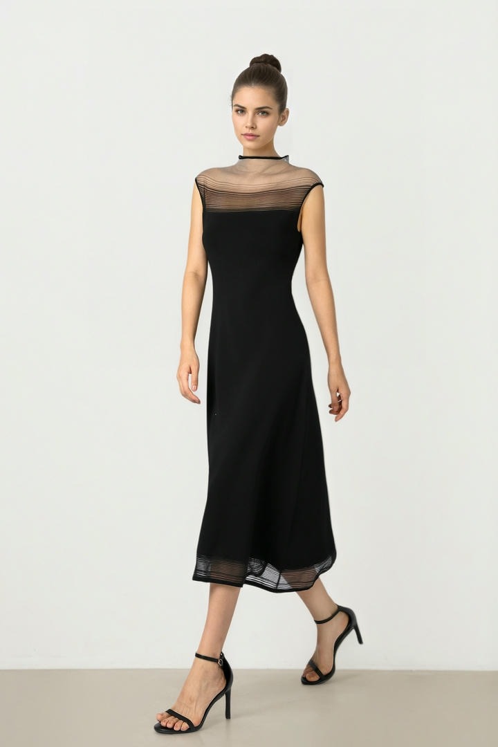 Black Knit Midi Dress