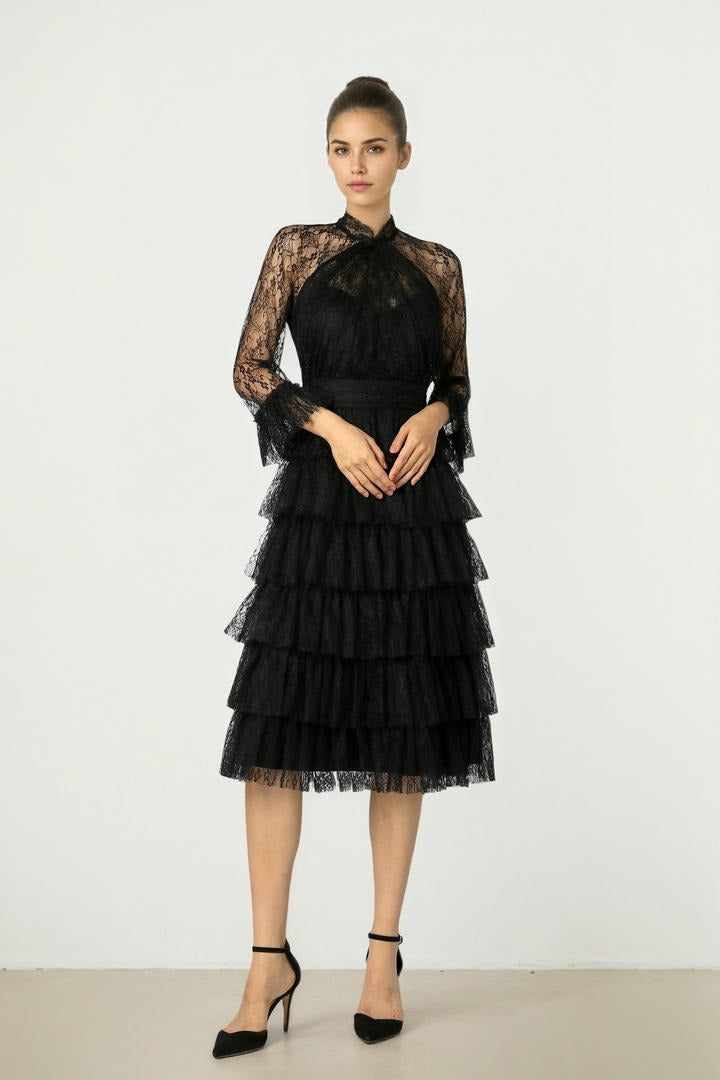 Black Lace Evening Dress