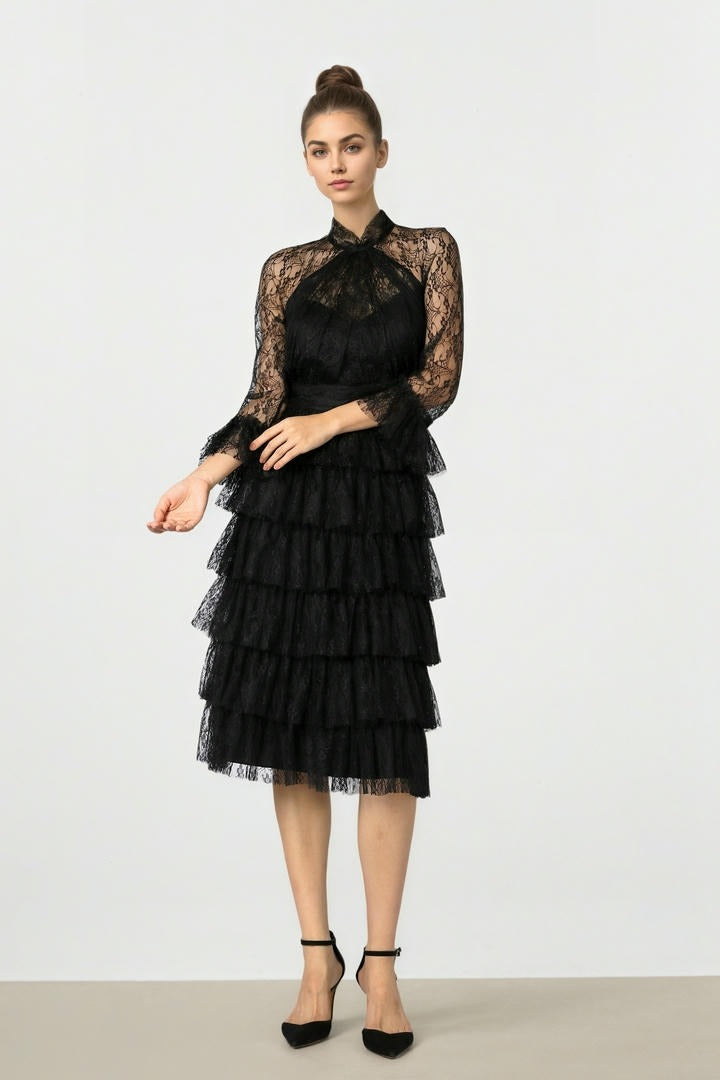 Black Lace Evening Dress