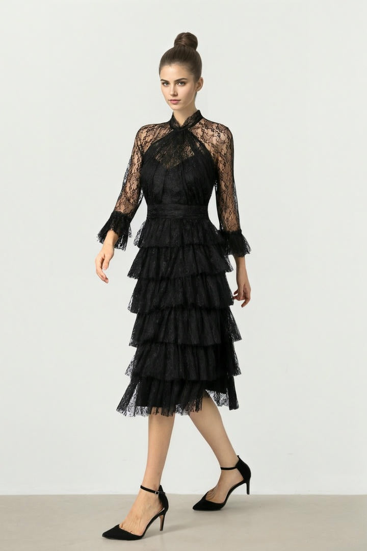 Black Lace Evening Dress