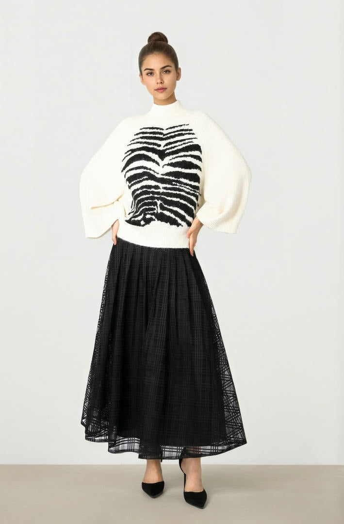 Zebra Print Knitted Pullover