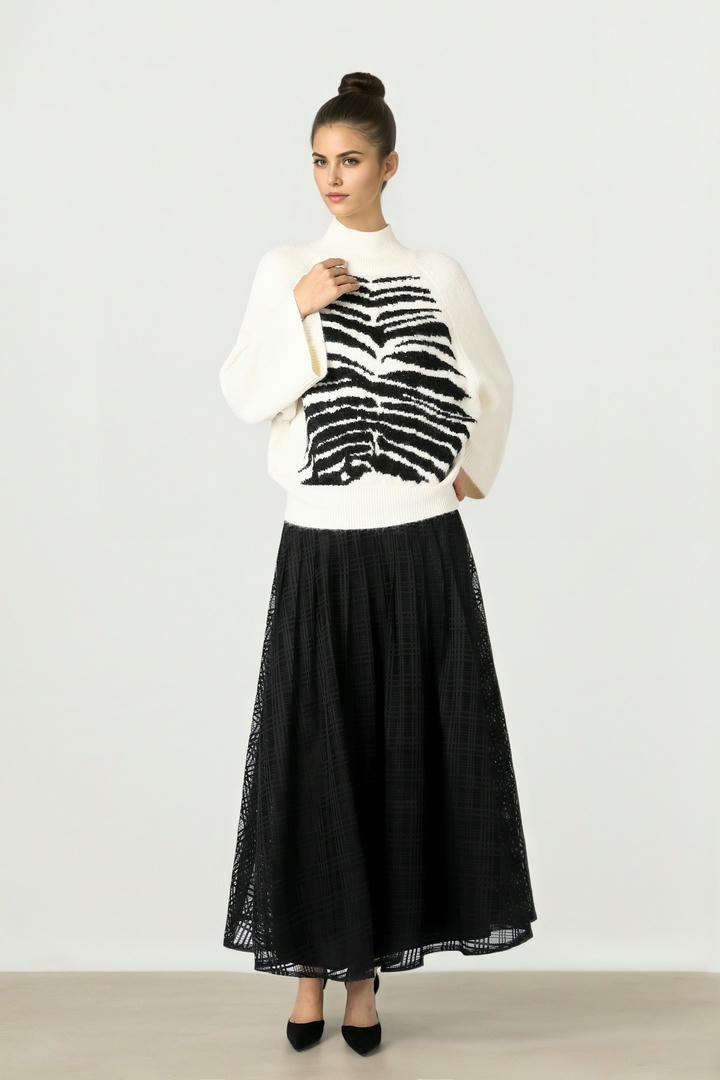Zebra Print Knitted Pullover