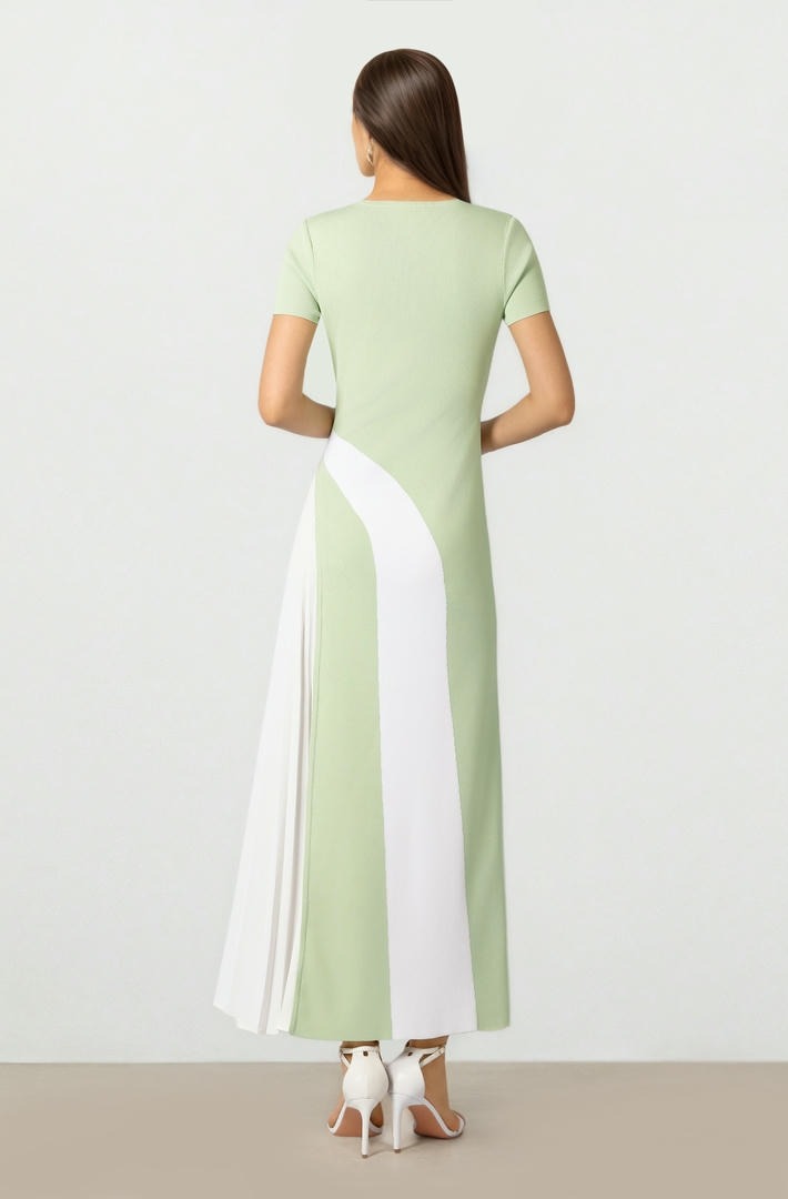 Green & White Knit Dress