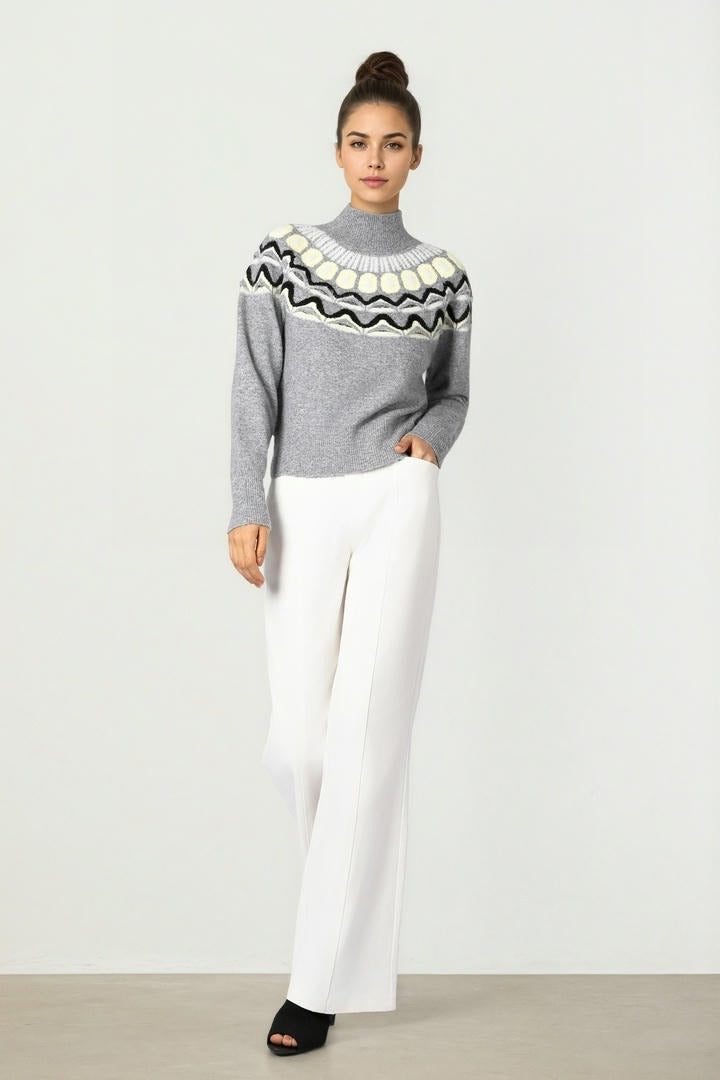 Grey Mixed Knit Pullover