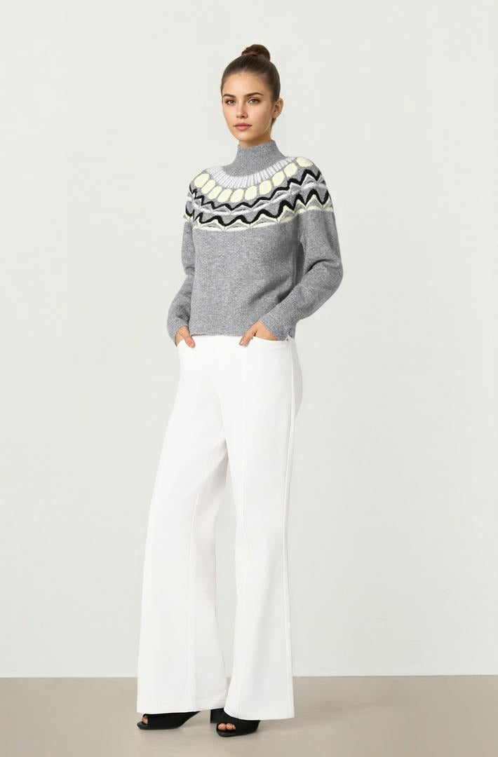 Grey Mixed Knit Pullover