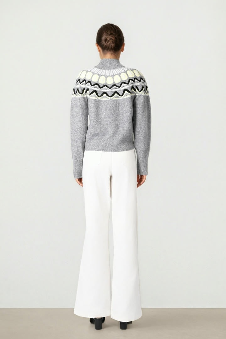 Grey Mixed Knit Pullover