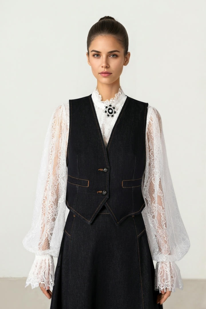 Dark Blue Denim Vest