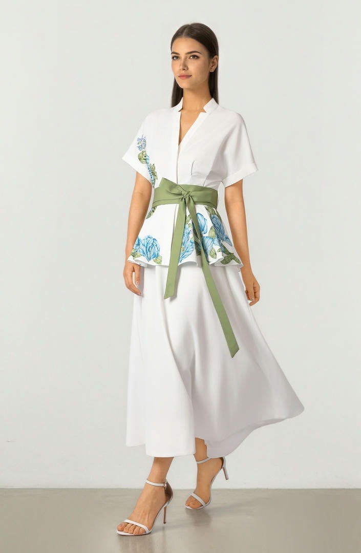 Belted Print Dress