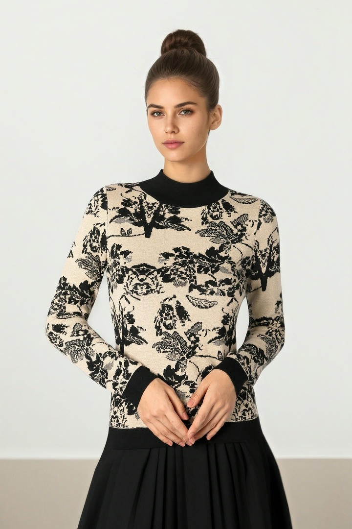 Printed Gold & Black Pullover