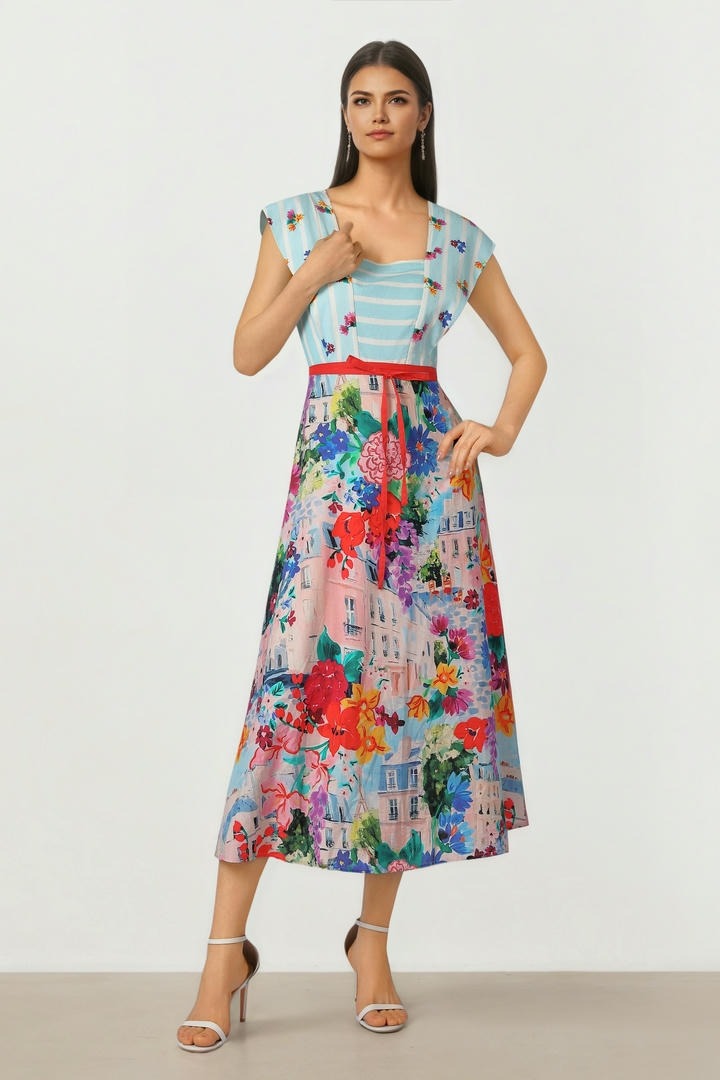 Stripe Floral Dress