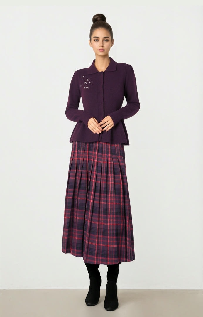 Dark Purple Button Knit