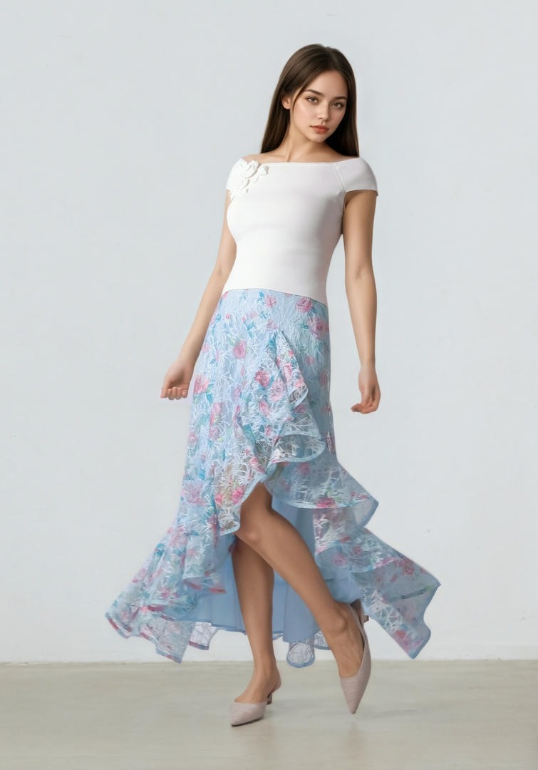 Ruffled Floral Skirt