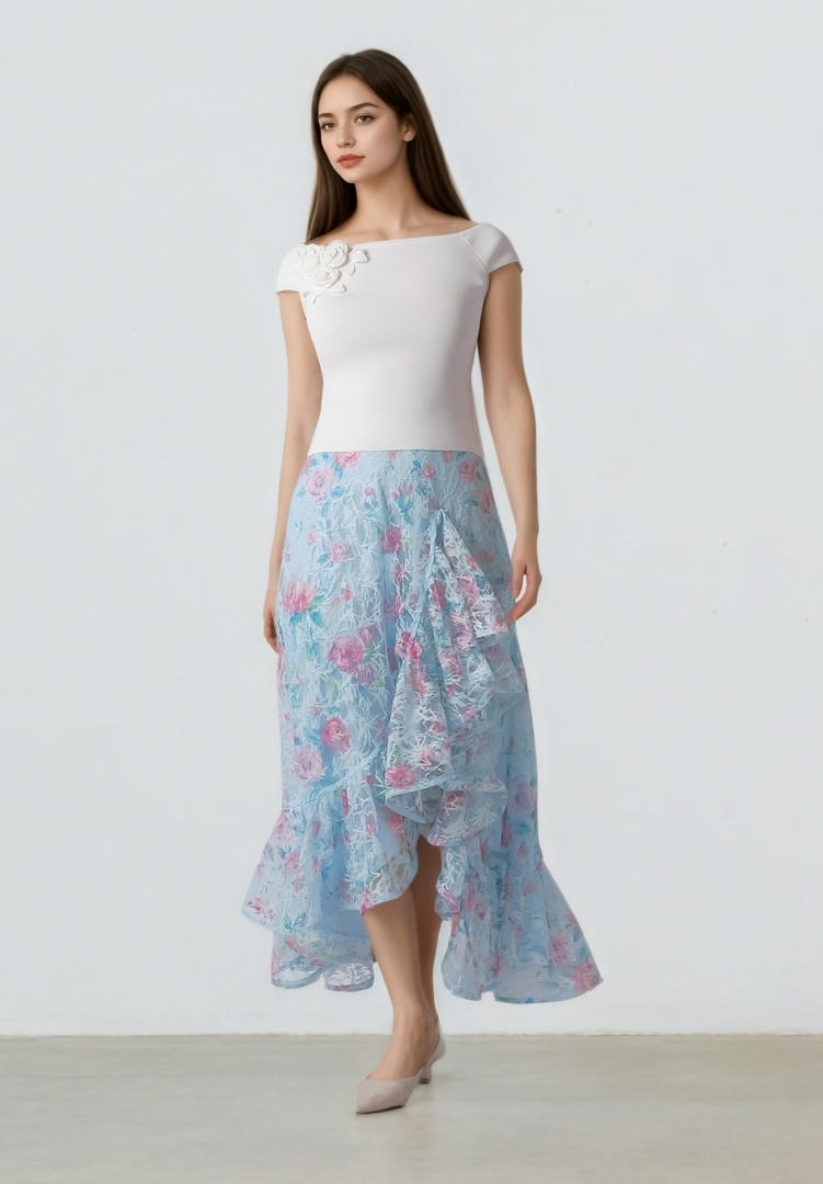 Ruffled Floral Skirt