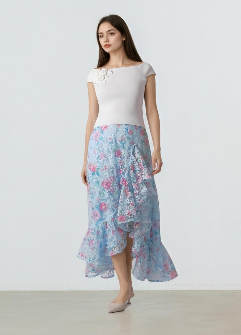 Off-Shoulder Flower Top