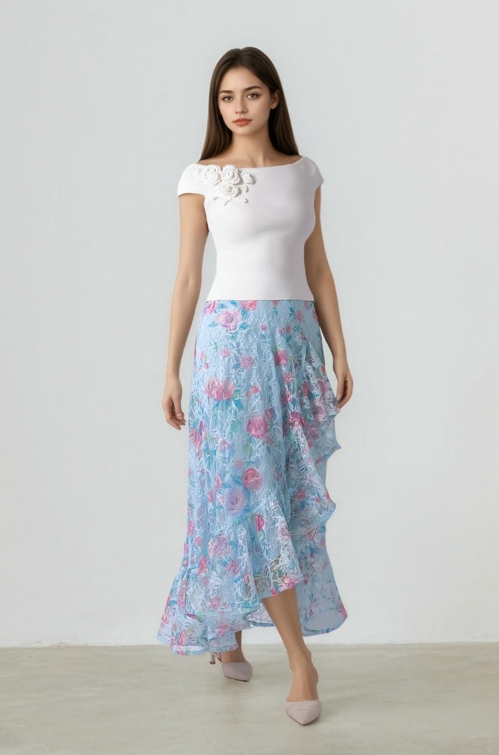 Off-Shoulder Flower Top