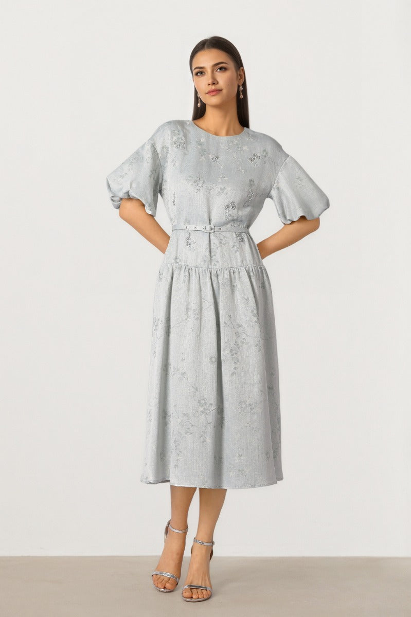 Embellished Brocade Dress