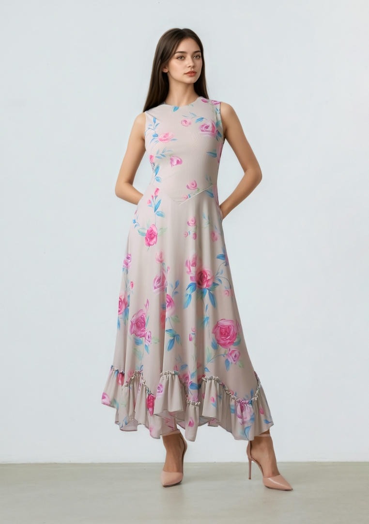Ruffled hem mesh Dress