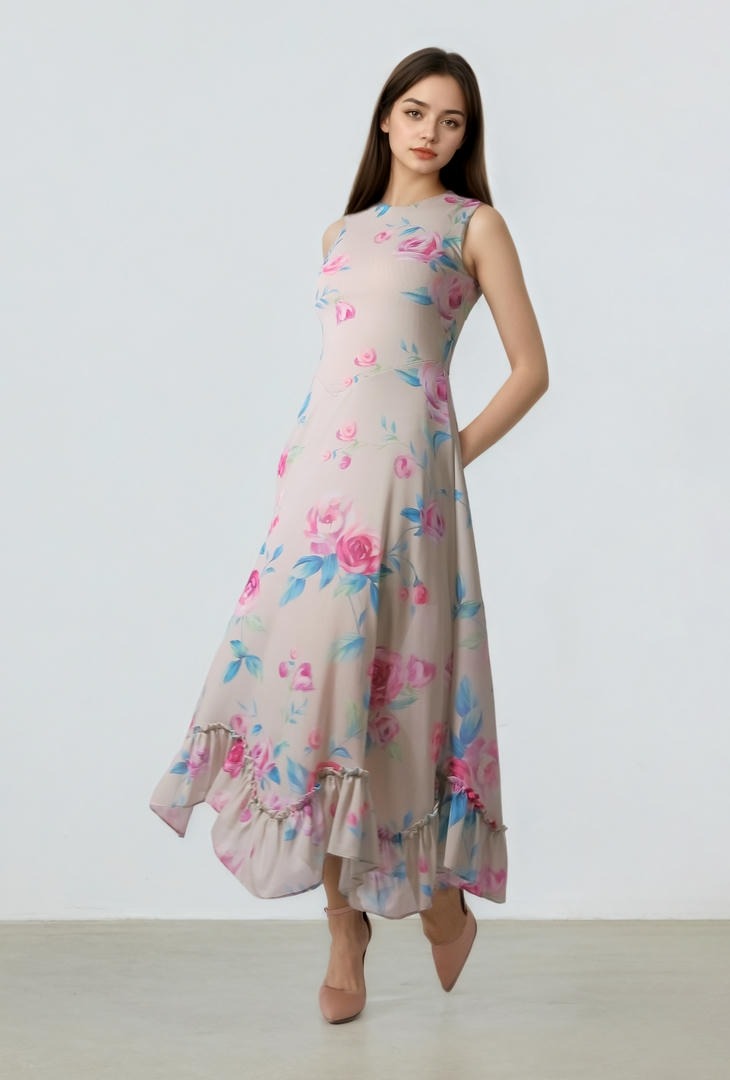 Ruffled hem mesh Dress